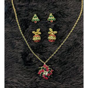 2 Sets Vintage AVON Christmas Earrings with Matching Necklace